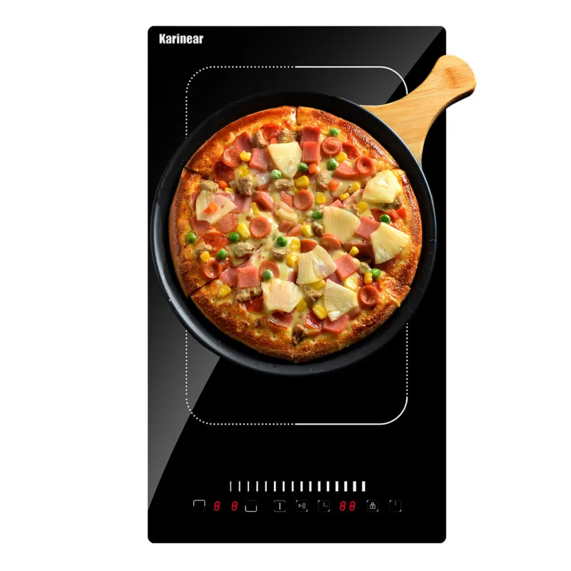 Karinear Appliances 12 Inch 2 Burner Induction Cooktop - Slider Control, black glass with slider touch controls