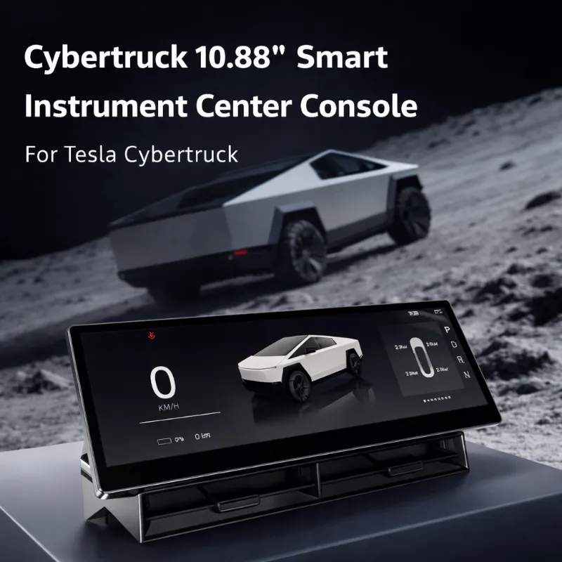 Tesstudio 10.88" TES-C10 Instrument Cluster Dashboard Head Up Display mounted in Tesla Cybertruck Premium AWD