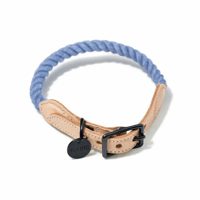 Found My Animal Blue Jean Up-Cycled Rope Collar with matte black hardware and leather