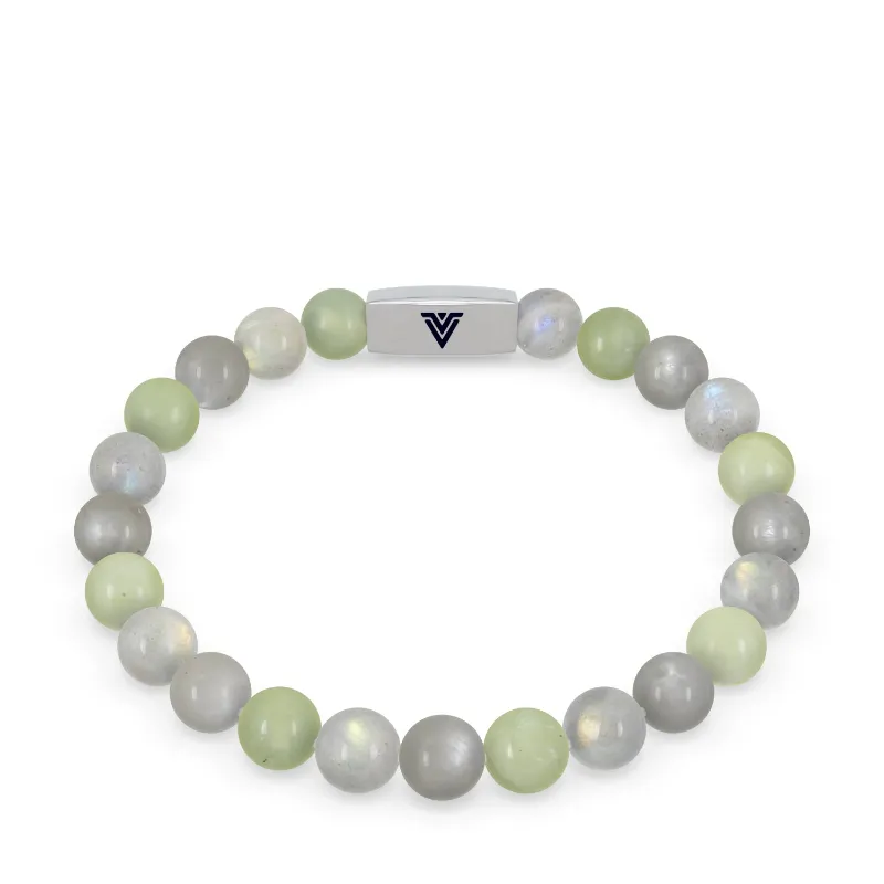 VOLTLIN Pisces Zodiac Stretch Bracelet with jade and moonstone beads on elastic cord