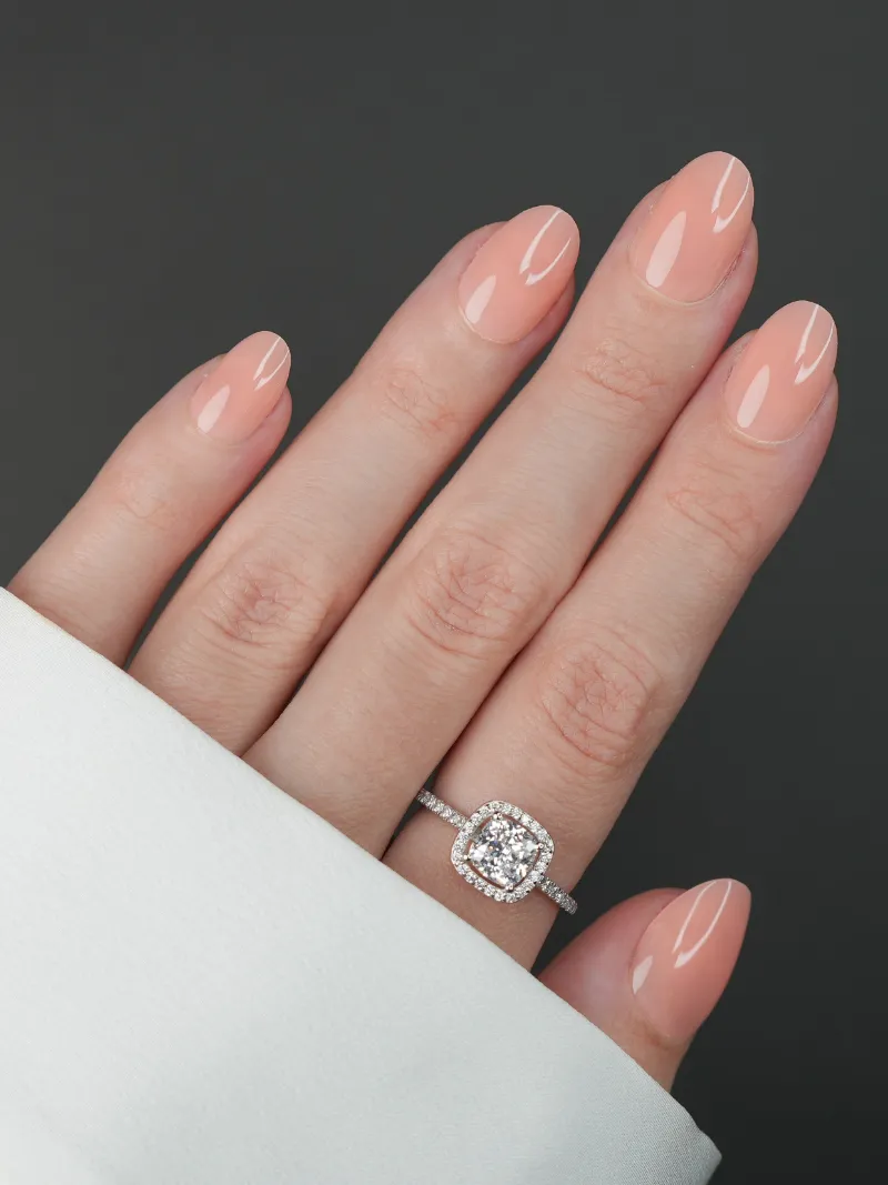 Roxy Nails Paris Rosy nude press on nails in rosy peach nude tone, extra-short round shape