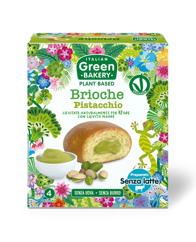 Vegaliano Brioche Filled Pistachio Cream package showing four brioches