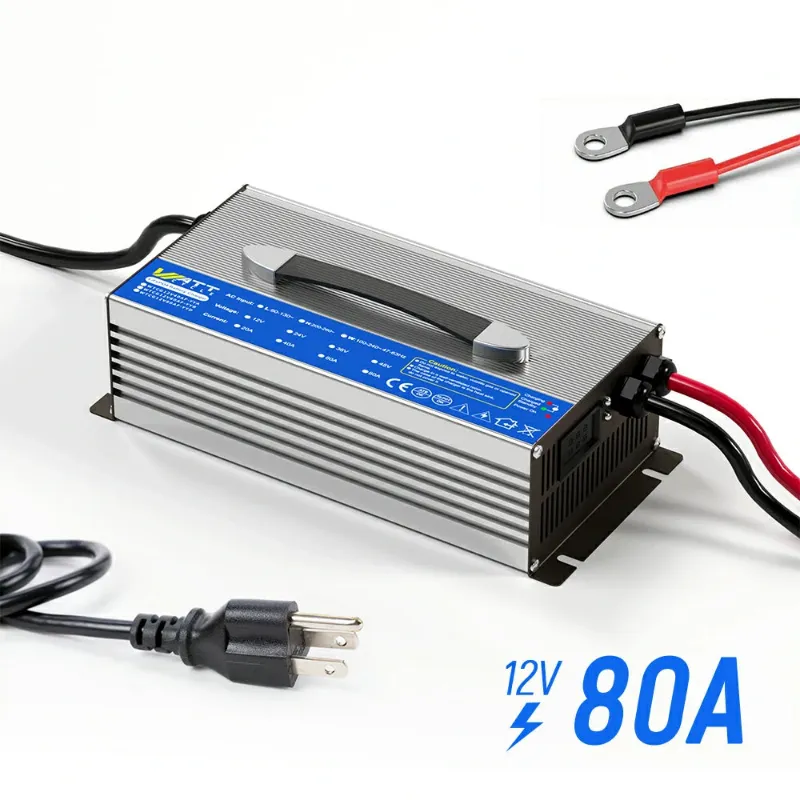 WattCycle 12V 80A Aluminum Shell AC-DC LiFePO4 Battery Charger aluminum housing
