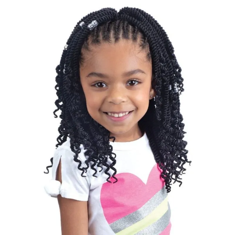 Hairsofly Shop FreeTress Crochet Hair 3X Kids Senegal Twist with Curls 8 inch off black