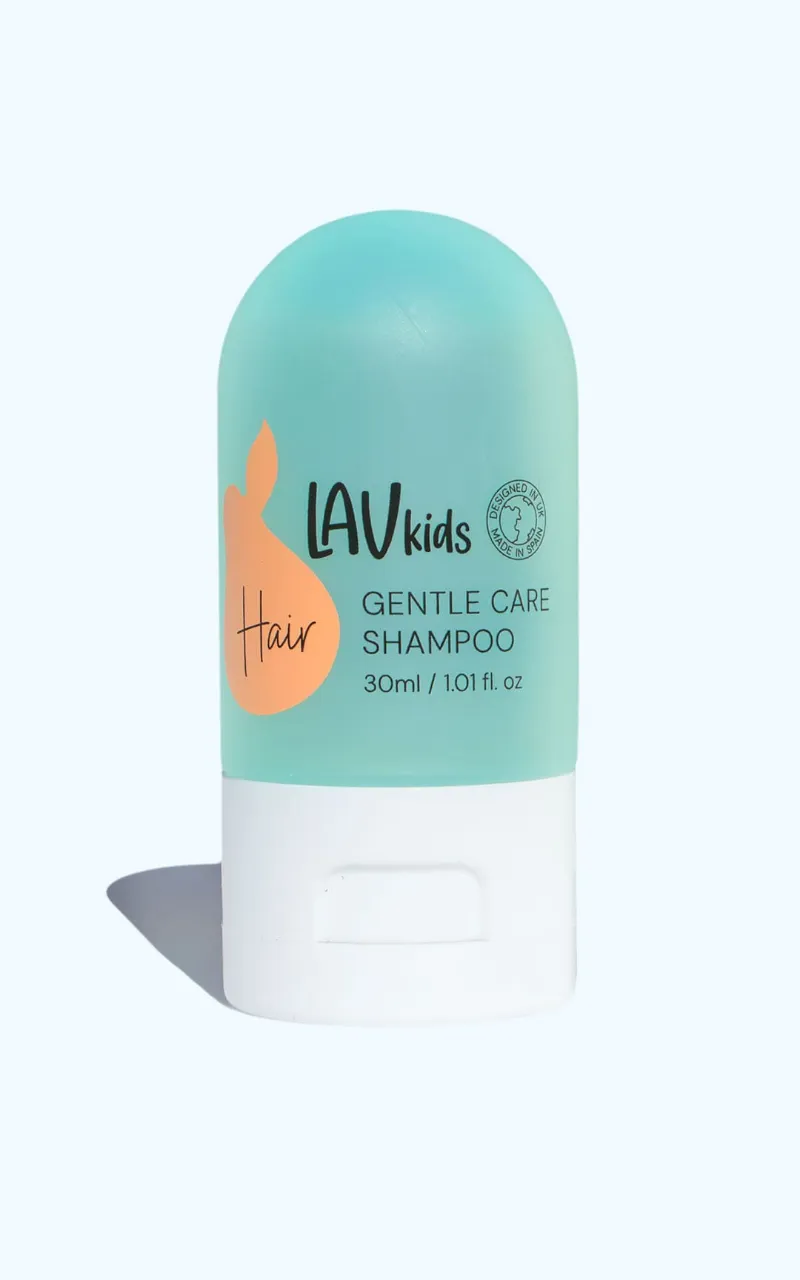 Lav Kids gentle shampoo in a 30ml travel-size bottle for kids