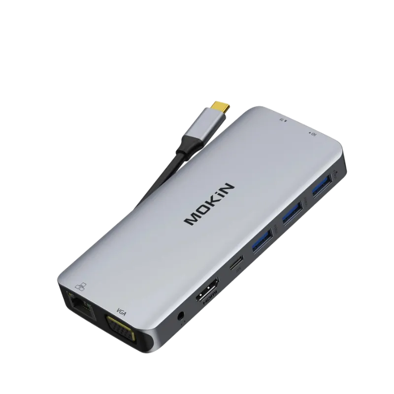 MOKiN 10 IN 1 USB-C Hub Multiport Adapter showing array of connection ports