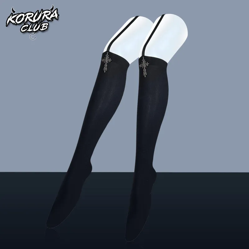 Koruraclub Cosplay Gothic-Style Garter KS12 black white socks