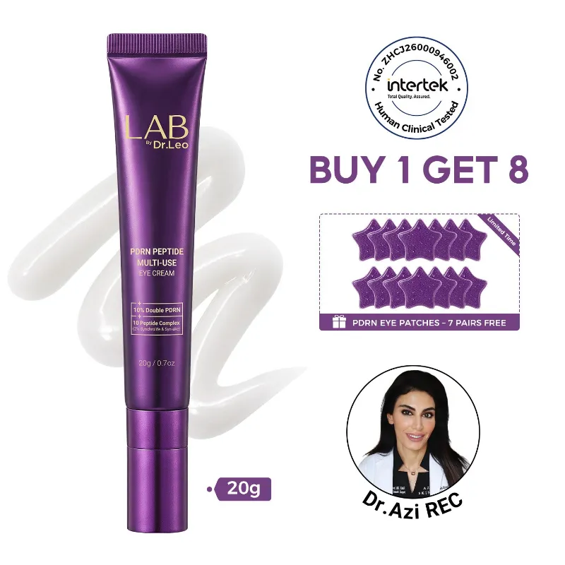 Dr Leo PDRN Eye Care Set showing eye patches and eye cream tube