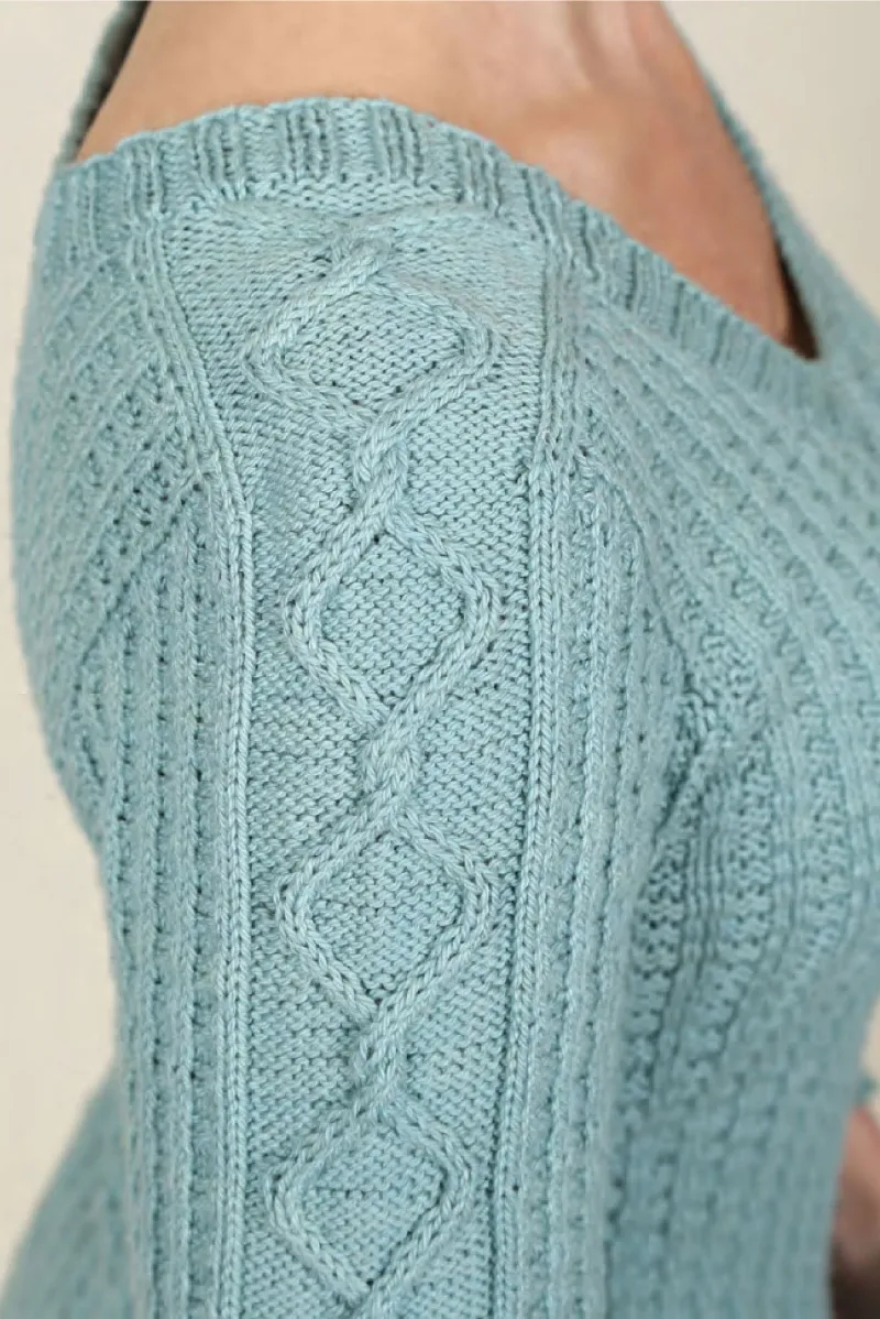 Kristen TenDyke Cordage Pullover showing shoulder tab construction detail