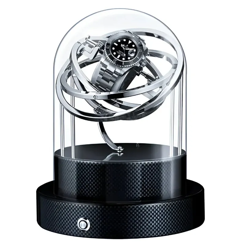 Rotation Horlogère Remontoir Montre Gyroscopique Galaxie black and silver gyroscopic watch winder