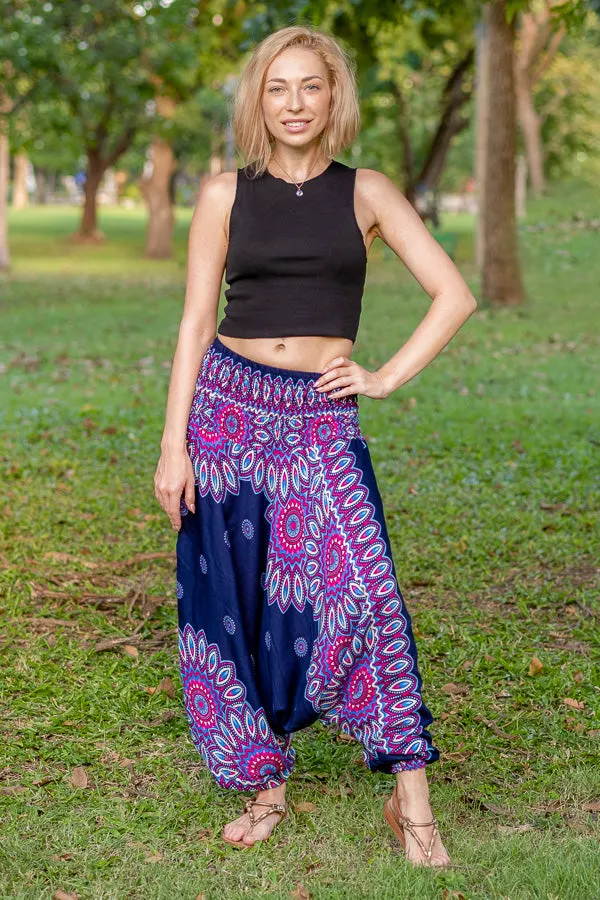 Hippie Pants Blue Lotus Pants harem style lotus print