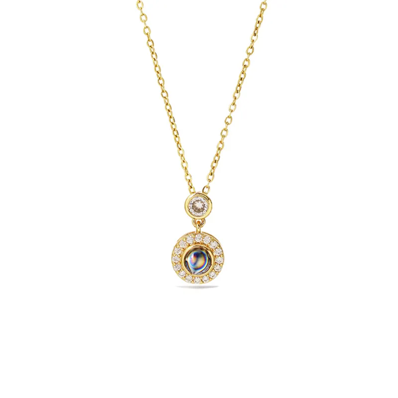 FabuLove Enchanted Projection Necklace featuring a heart pendant with photo projection lens