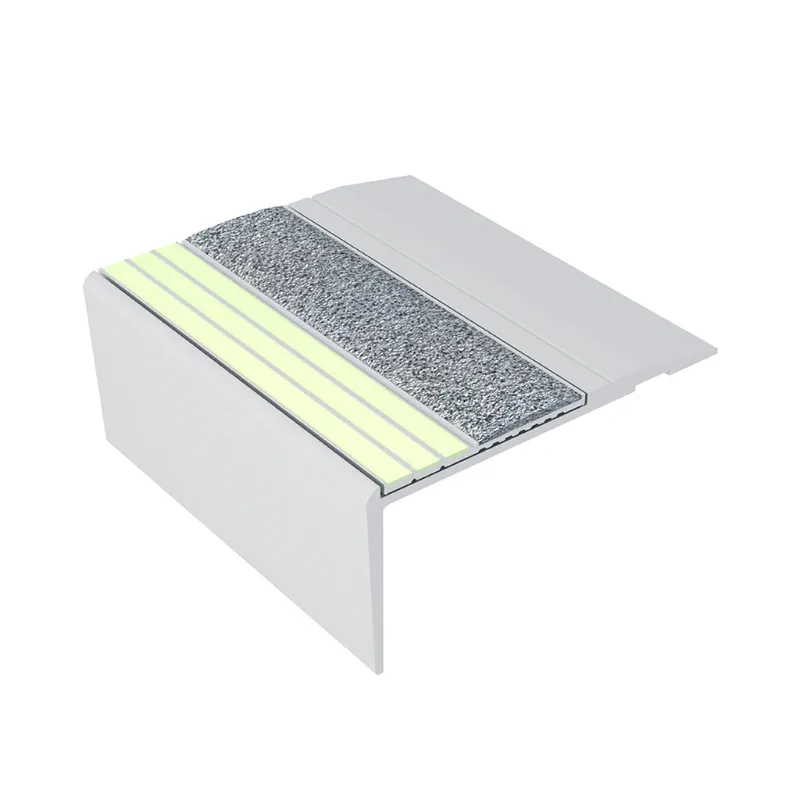 ComposiGrip Ecoglo F4161 photoluminescent flat stair nosing with gray insert