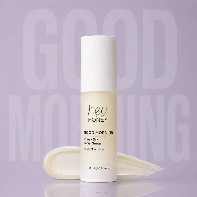 Hey Honey Good Morning Honey Silk Facial Serum bottle with lightweight hydrating formula