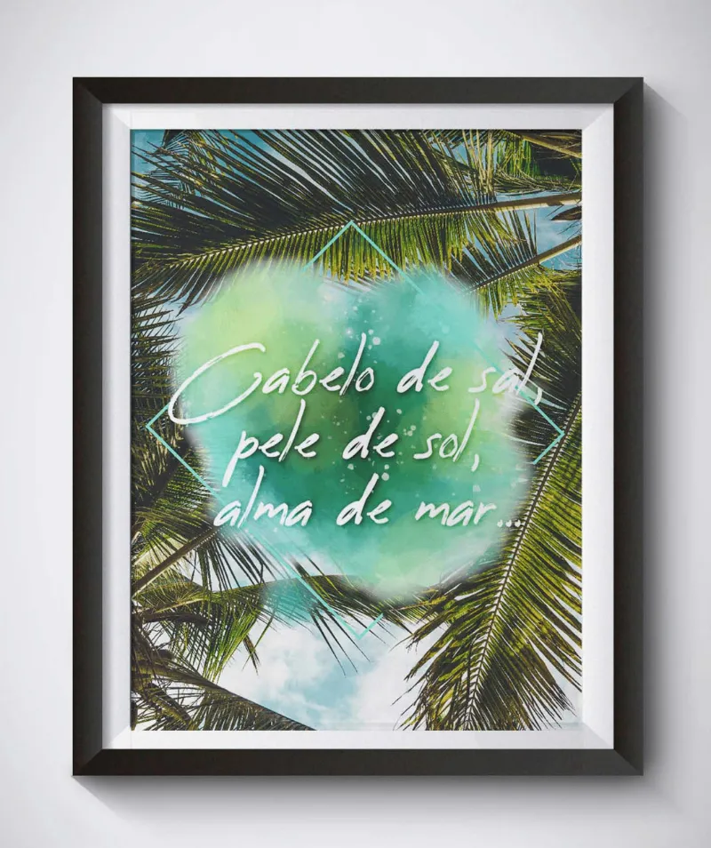 Sereia Guardiã Cabelo de sol, pele de sal, alma de mar decorative wall frame hanging on a wall