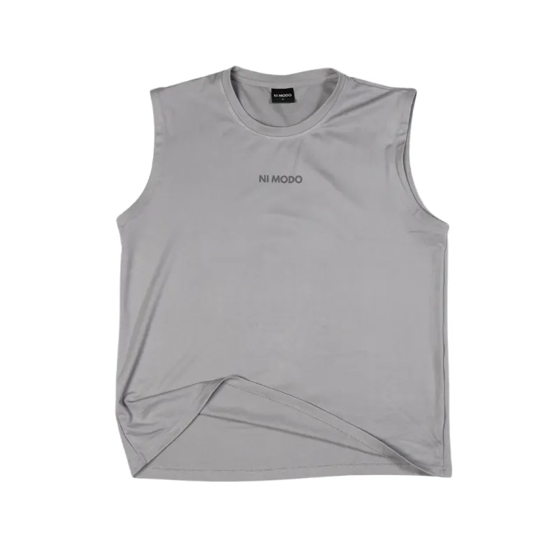 Nimodo Training Tank Top in Smoke Grey with Ni Modo graphic on chest