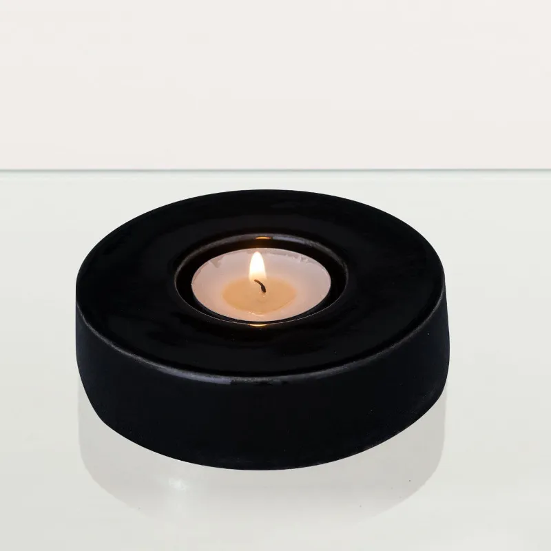 Pulvis Art Urns Caleo handmade candleholder for cremation urns in lamp black ceramic finish