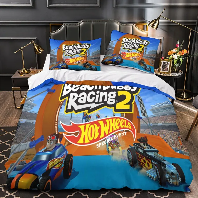 EBuycos Beach Buggy Racing Bedding Set Duvet Cover Without Filler, showing bedding with racing graphics and pillowcases