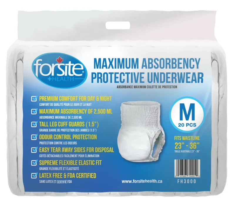 ActivKare FORSITE Health Maximum Absorbency Protective Underwear, disposable incontinence briefs laid flat