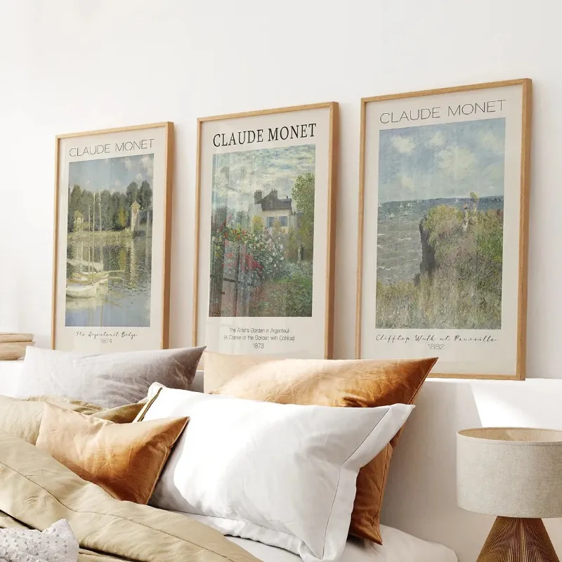 Wall Art Set Claude Monet 3 Piece Wall Art Set vintage landscape prints with bridge and garden scenes