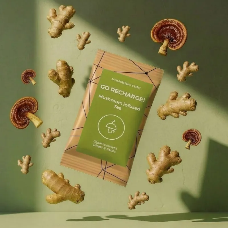 Mushroom Cups Go recharge tea with mushrooms for gut health and digestion product photo