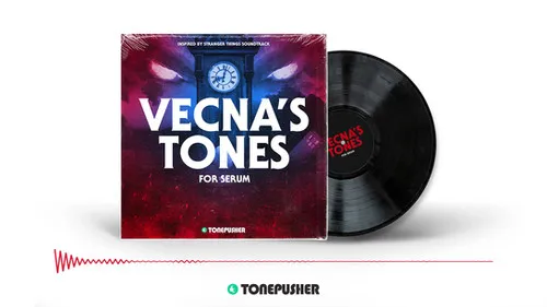 Tonepusher Vecna's Tones preset pack cover with dark 80s sci-fi artwork