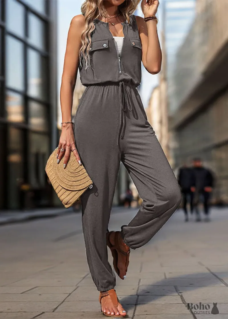 Boho Dress 2024 New High Waist Sleeveless Boho Jumpsuit, sleeveless high waist jumpsuit product photo