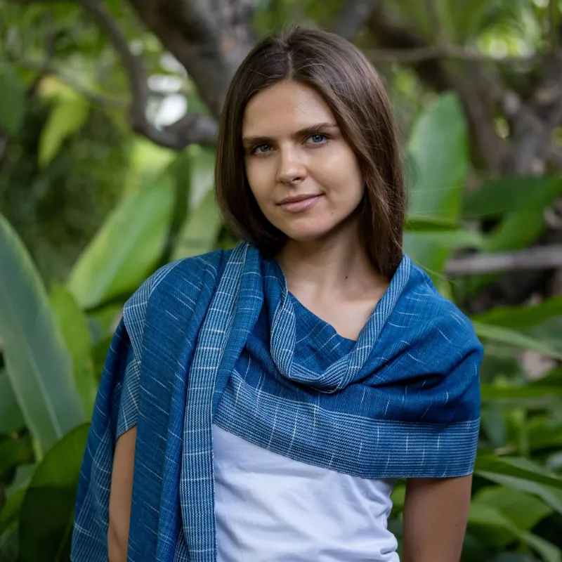 Hippie Pants Premium Indigo Scarf, blue ethnic patterned handmade cotton textile