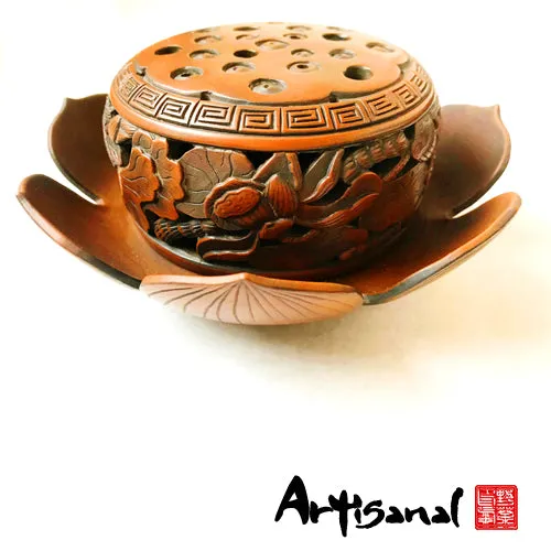 Wild Tea Qi Lotus Incense Burner made from Jian Shui purple clay