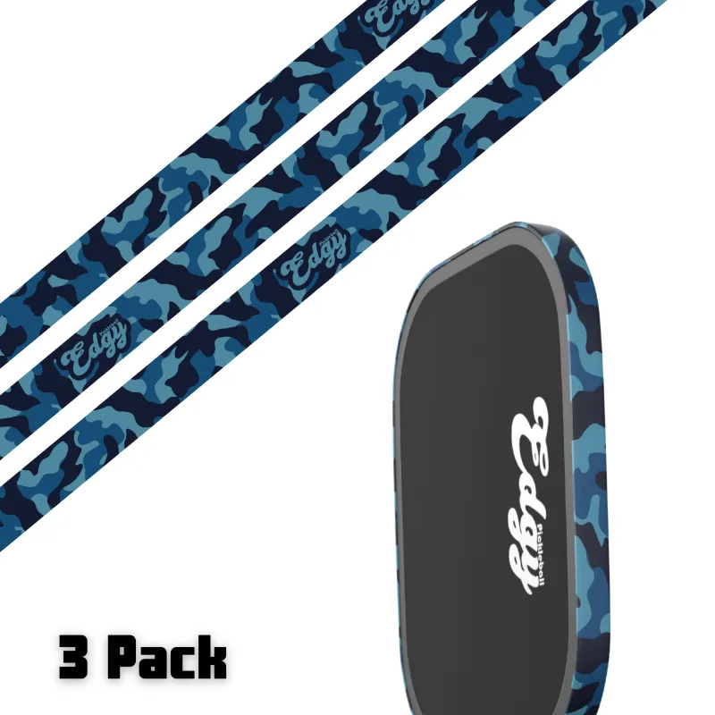 SLYCE Sport Blue Camo Edge Tape 3 pack for pickleball paddle edges