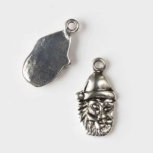 Cherry Tree Beads Silver Pewter 12x24mm Santa Claus Charm, 6 per bag