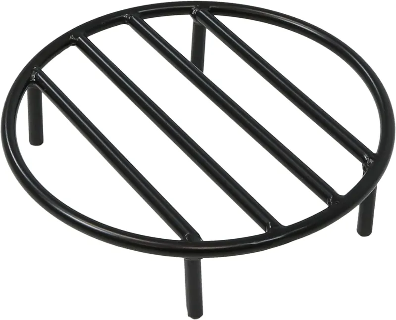 GrillPartsReplacement 12-Inch Round Heavy-Duty Steel Fire Pit Grate with legs for outdoor campfire cooking