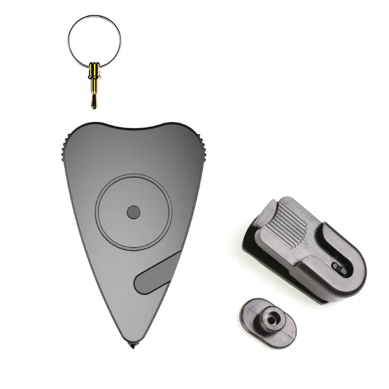 The Stinger Tools Stinger Stay Away Personal Safety Alarm keychain in matte black with siren alarm, seatbelt cutter, and glass breaker