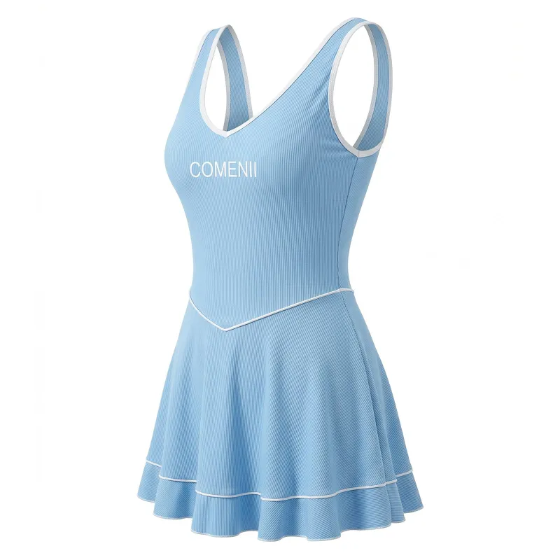 Comenii Stretchy Comfortable Swimsuit displayed flat and modelled, showing the supportive silhouette and fabric detail