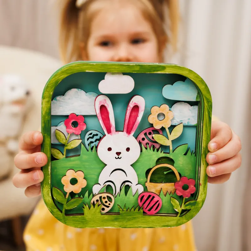Enjoy The Wood 3D DIY Wood Painting Kit for Kids Easter Bunny with layered wooden panels