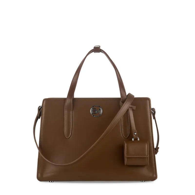 Bond & Mason The Fiorenza Handbag (Brown) showing a brown vegan leather handbag