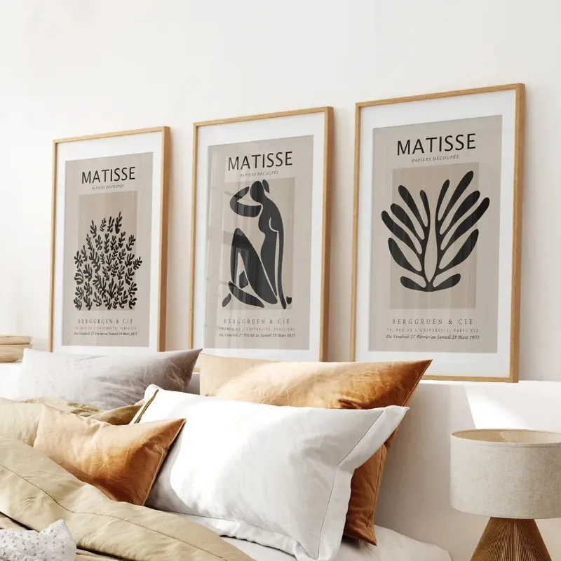 Wall Art Set Black and Beige Matisse Set of 3 Posters vintage style
