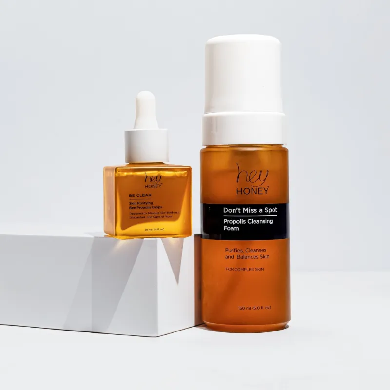 Hey Honey Complex Skin Duet with propolis cleansing foam and bee propolis drops