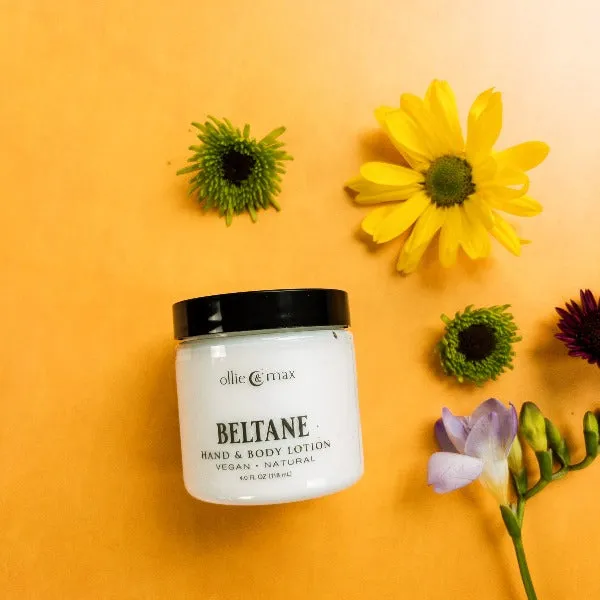 Spirit Nest Beltane Vegan Body Lotion jar with rose and lilac scent formula