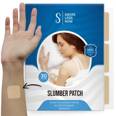 SnoreLessNow Slumber Patch Sleep Aid, beige adhesive sleep patches with natural ingredients