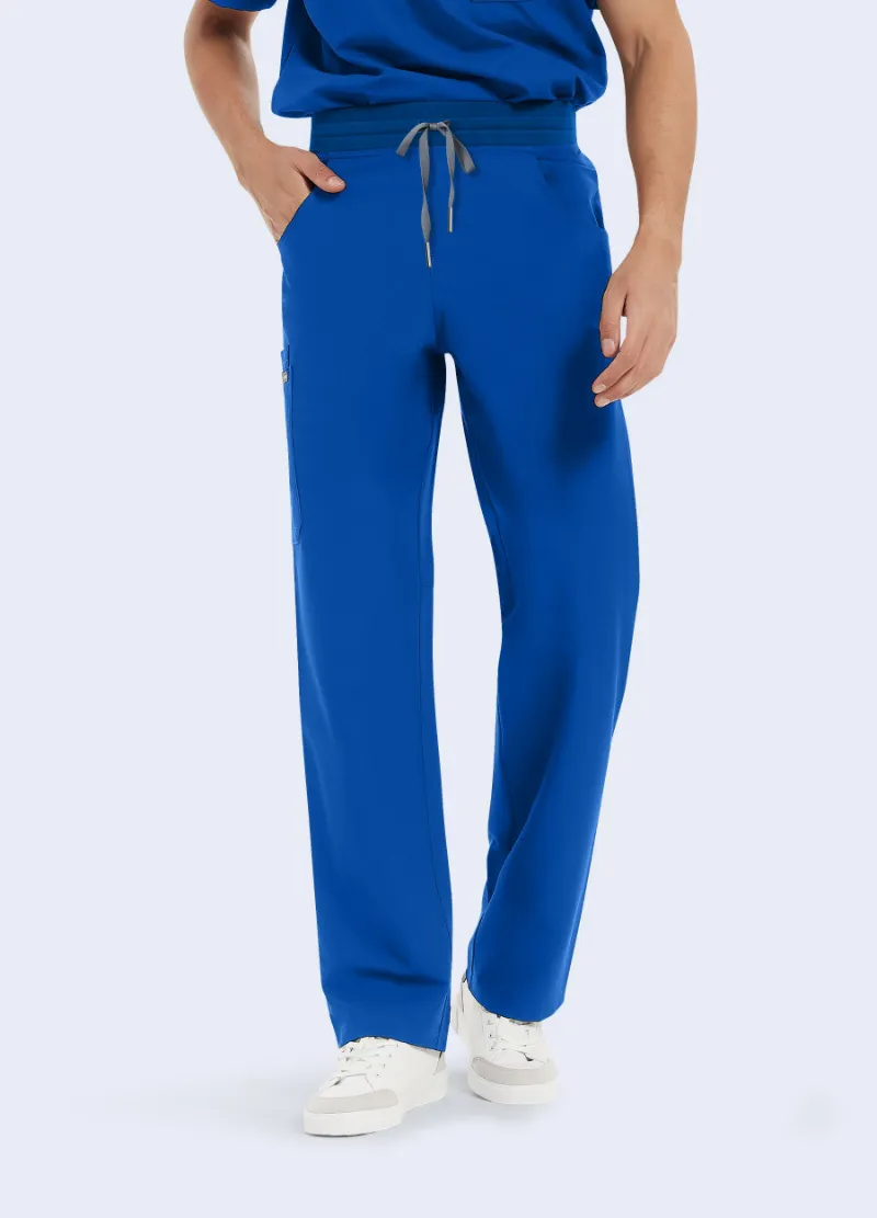 COMENII ProEase™ Essential Scrub Pant in Royal Blue, full-length view showing straight leg and waistband