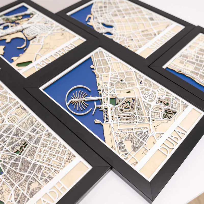 Enjoy The Wood 3D City Map Custom showing personalized layered wooden city layout