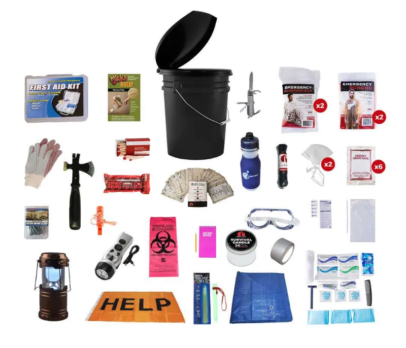ViTAC Solutions Hurricane Emergency Kit 5-gallon survival bucket with food, water, and emergency supplies