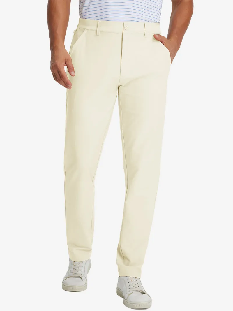 Maelreg Golf Lightweight Flat Front Casual Trousers in khaki, front view