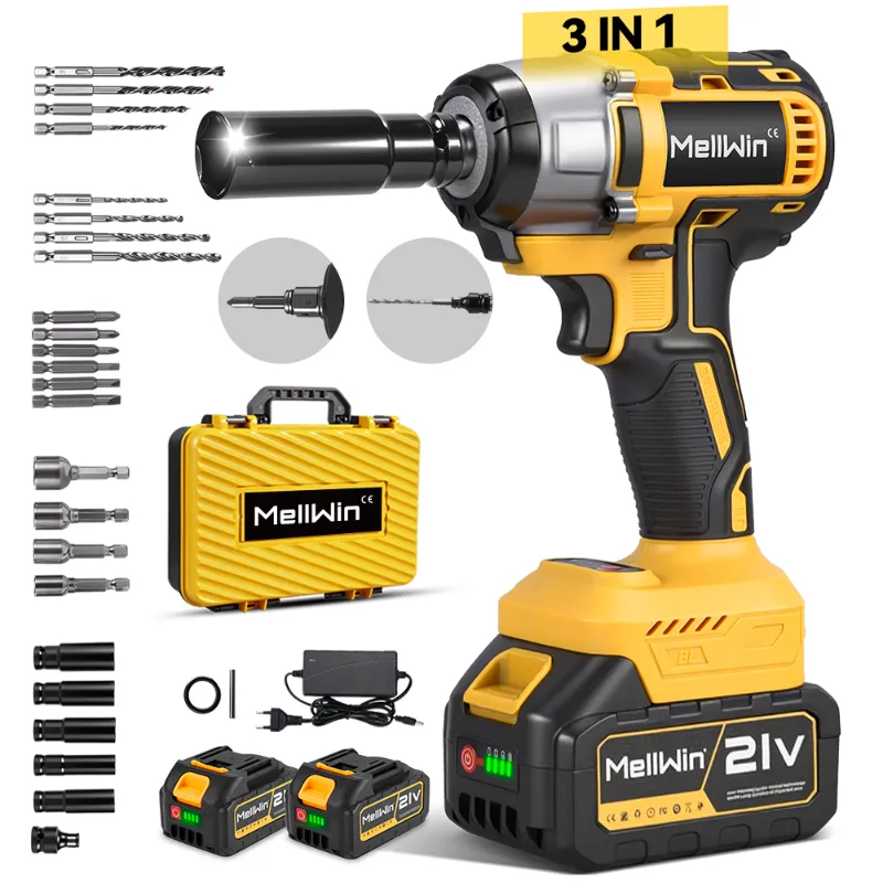 NewBeny 1/2" 520N.m Brushless Cordless Impact Wrench, shown with impact sockets and accessories