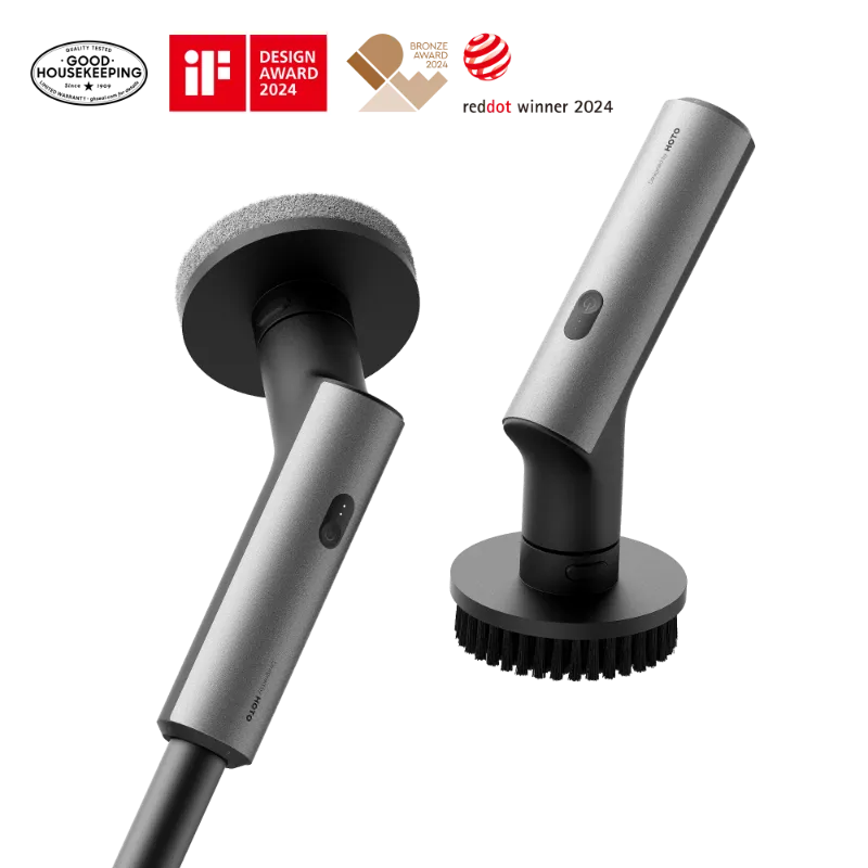HOTO Electric Spin Scrubber with extendable handle and brush heads