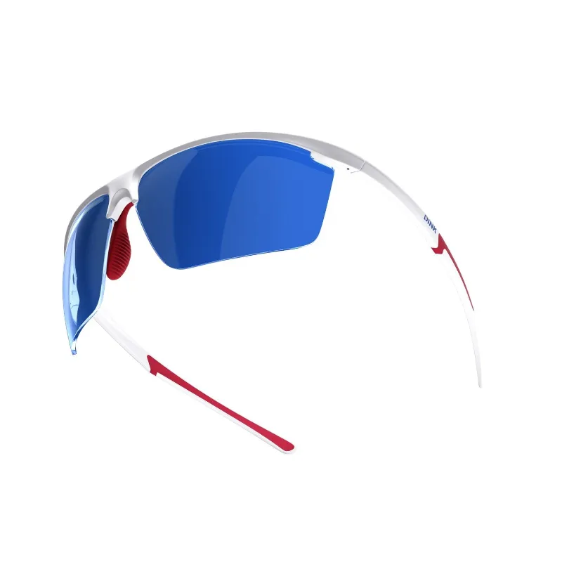 SLYCE Sport Daytona Petite Large Pickleball Sunglasses in White/Red sporty wrap frame