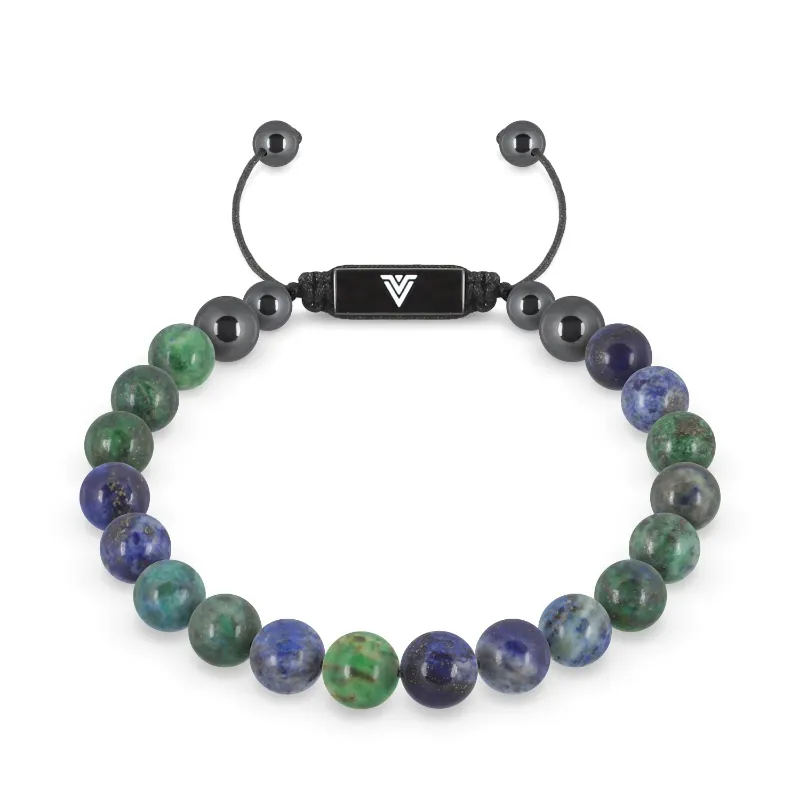 VOLTLIN Azurite Shambala Bracelet with deep blue stones on black cord