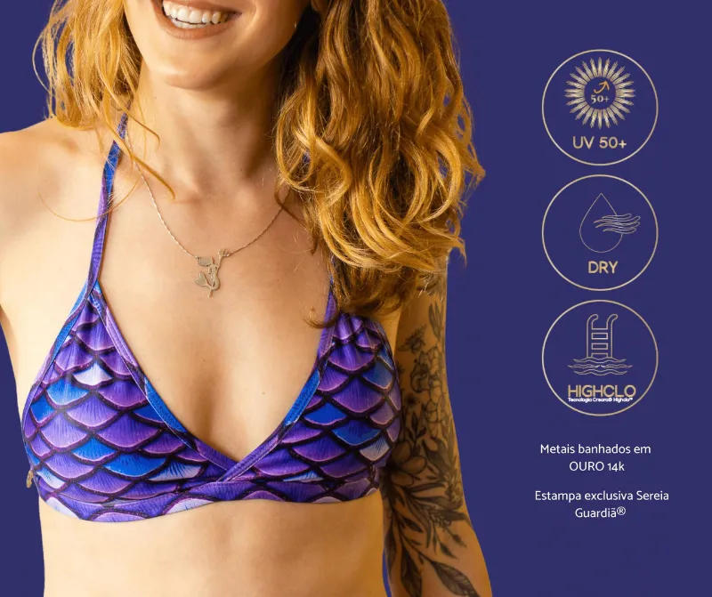 Sereia Guardiã Padded Bikini Top with an exclusive print and custom lining