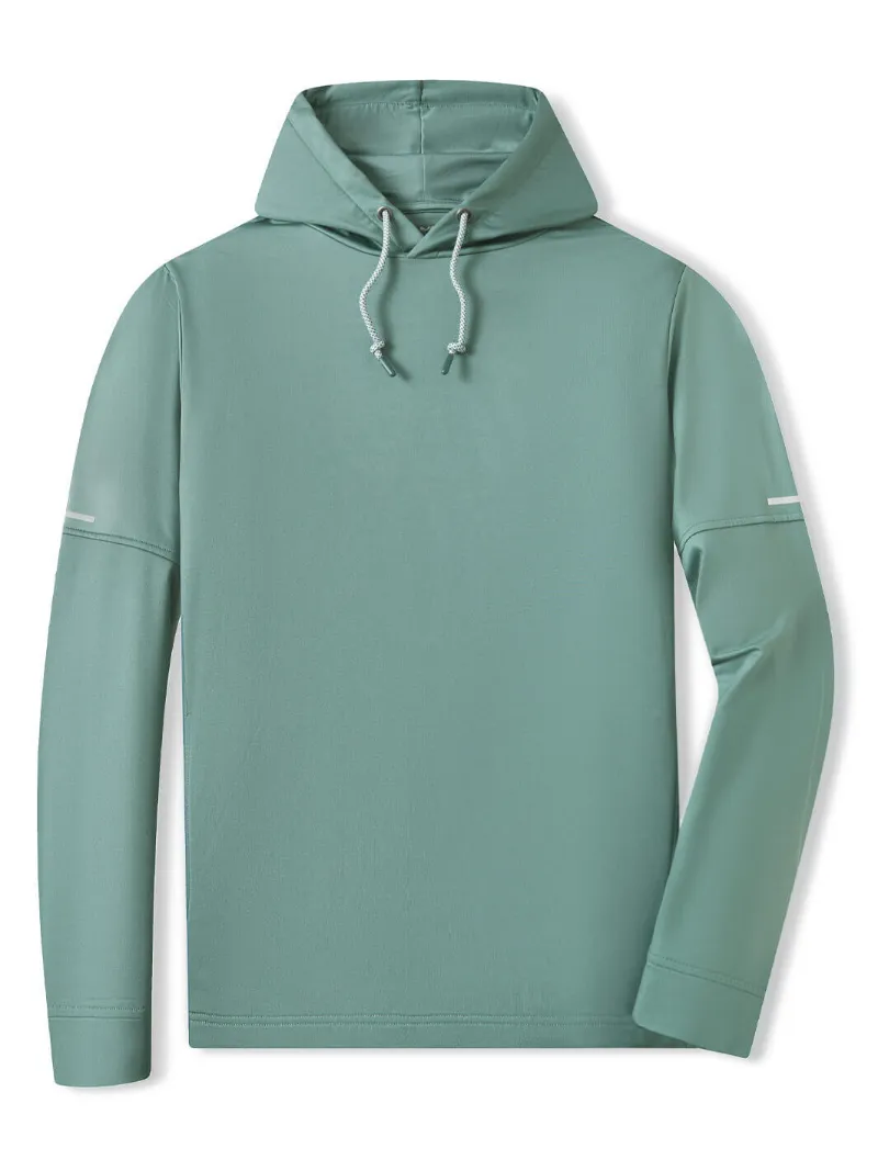 DTWOOO Solid Performance Fleece Hoodie in Silver Pine with drawstring hood and side pockets